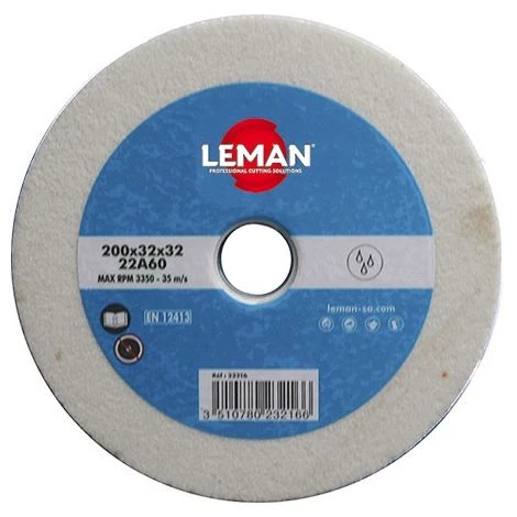 Meule Vitrifiée Blanche à Eau D. 200 X Al. 32 X Ep. 20 Mm Gr. 60 - 22016 - Leman - Blanc - Blanc 3 Meule Vitrifiée Blanche à Eau D. 200 X Al. 32 X Ep. 20 Mm Gr. 60 - 22016 - Leman - Blanc - Blanc