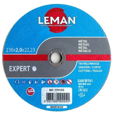 25 Disques à Tronçonner Inox à Moyeu Déporté - D. 230 X Al. 22,23 X Ep. 2,5 Mm - 1702233 - Leman 3 25 Disques à Tronçonner Inox à Moyeu Déporté - D. 230 X Al. 22,23 X Ep. 2,5 Mm - 1702233 - Leman