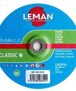 LEMAN 25 Disques à Tronçonner Matériaux De Construction, Pierre à Moyeu Déporté - D. 115 X Al. 22,23 X Ep. 3 Mm - 113.10.25 -