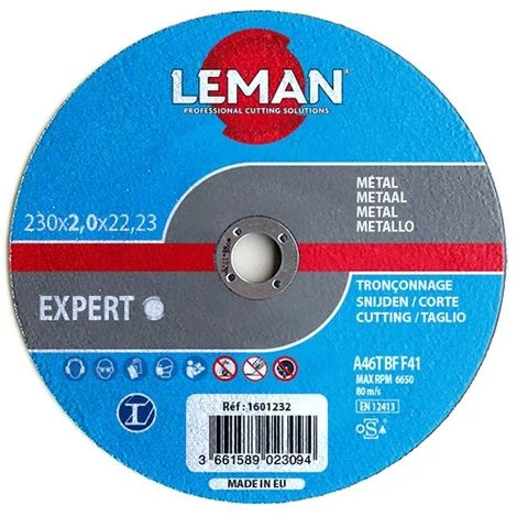 25 Disques à Tronçonner Métal à Moyeu Plat - D. 125 X Al. 22,23 X Ep. 2,5 Mm - 1605125 - Leman 3 25 Disques à Tronçonner Métal à Moyeu Plat - D. 125 X Al. 22,23 X Ep. 2,5 Mm - 1605125 - Leman