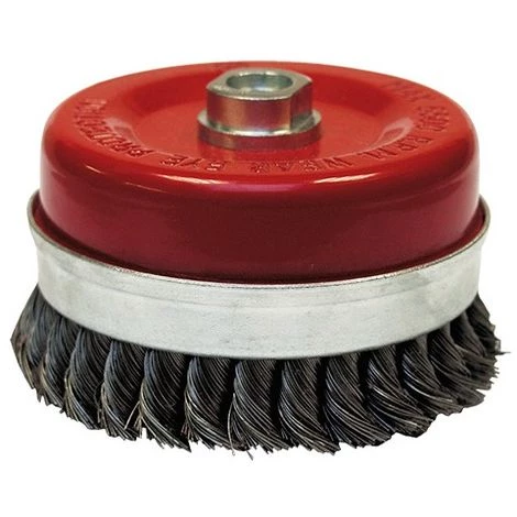 Brosse Conique Pour Meuleuse Fil Acier Torsadé 0,50 Mm D. 100 Mm M14 Pour Métal - Décapage Extra Dur - 530.100 - Leman 3 Brosse Conique Pour Meuleuse Fil Acier Torsadé 0,50 Mm D. 100 Mm M14 Pour Métal - Décapage Extra Dur - 530.100 - Leman