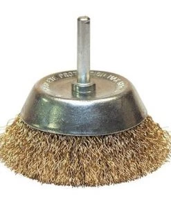 Brosse Conique Sur Tige Fil Laitonné Décapage Doux Bois/métal D. 75 Mm - Q. 6 X 30 Mm - Fil 0,20 - 610.075 - Leman