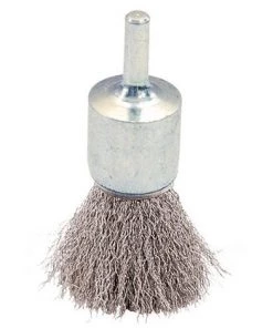 Brosse Pinceau Sur Tige Fil Inox Ondulé 0,30 Mm Pour Décapage Dur D. 22 Mm - Q. 6 X 17 Mm - 320.022I - Leman