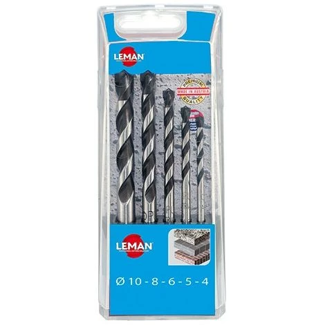 Coffret 5 Forets Cylindriques D. 4,5,6,8,10 Mm Pour Béton - 602.000.05 - Leman 3 Coffret 5 Forets Cylindriques D. 4,5,6,8,10 Mm Pour Béton - 602.000.05 - Leman