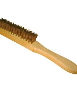 LEMAN Lot De 15 Brosses Manuelles Manche En Bois Fil Acier Laitonné 0,30mm Pour Bois, Métal Et Pierre - Décapage Dur - 720.29