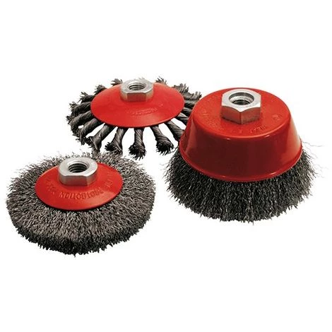 Lot De 3 Brosses D.100 Mm M14 Pour Meuleuse Fil Acier Pour Le Métal - Décapage Extra Dur - 523.03 - Leman 3 Lot De 3 Brosses D.100 Mm M14 Pour Meuleuse Fil Acier Pour Le Métal - Décapage Extra Dur - 523.03 - Leman