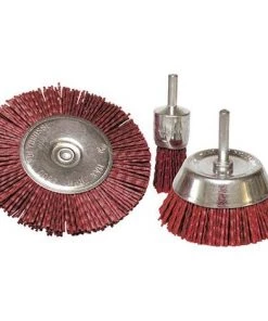 Lot De 3 Brosses Sur Tige Fil Nylon Pour Décapage Doux Bois Et Métaux - 0123.01 - Leman