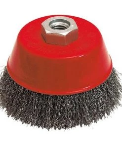 LEMAN Lot De 4 Brosses Coniques Pour Meuleuse Fil Acier Ondulé 0,30 Mm D. 80 Mm M14 Pour Métal - Décapage Dur - 540.080V - Le