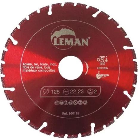LEMAN Disque Diamant Brasé Monocouche Pour Coupes Aciers, Diamètre 125 Mm, Alésage 22,23 Mm, épaisseur 2 Mm 3 LEMAN Disque Diamant Brasé Monocouche Pour Coupes Aciers, Diamètre 125 Mm, Alésage 22,23 Mm, épaisseur 2 Mm