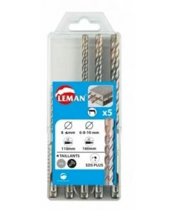 Leman - Coffret 5 Forets Sds+ 4 Taillants Béton Armé - 614.000.05