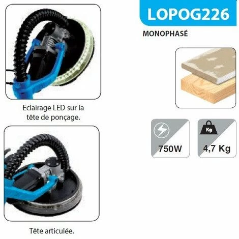 Leman - Ponceuse Mur Et Plafond Téléscopique ø225 Mm 750W - LOPOG226 4 Leman - Ponceuse Mur Et Plafond Téléscopique ø225 Mm 750W - LOPOG226 – Image 2
