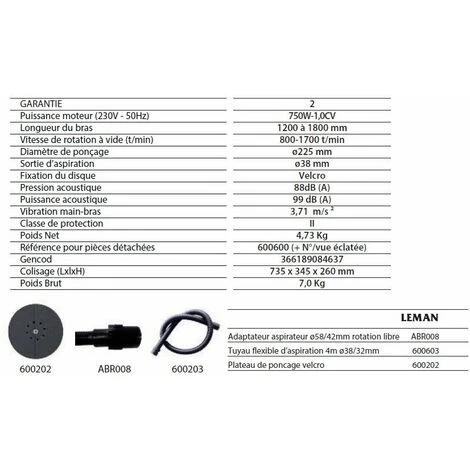 Leman - Ponceuse Mur Et Plafond Téléscopique ø225 Mm 750W - LOPOG226 5 Leman - Ponceuse Mur Et Plafond Téléscopique ø225 Mm 750W - LOPOG226 – Image 3