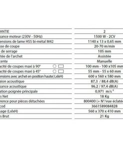 Leman - Scie à Ruban Métal Manuelle 1800W Lame 1140mm 100mm - SRM100 7 Leman - Scie à Ruban Métal Manuelle 1800W Lame 1140mm 100mm - SRM100 -LEMAN Soldes Boutique 3666380 3