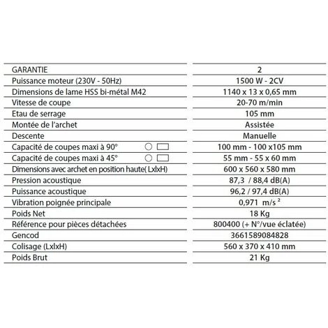 Leman - Scie à Ruban Métal Manuelle 1800W Lame 1140mm 100mm - SRM100 5 Leman - Scie à Ruban Métal Manuelle 1800W Lame 1140mm 100mm - SRM100 – Image 3