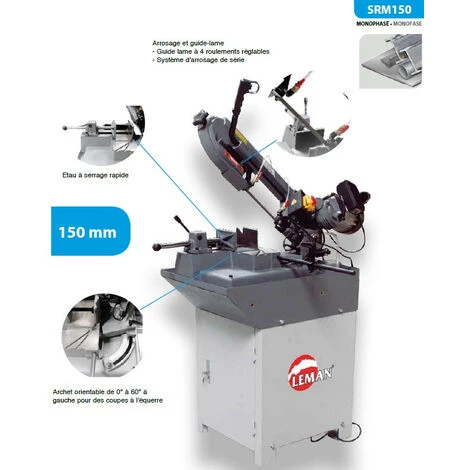 Leman - Scie à Ruban Métal Manuelle Diamètre 150mm Lame 1735mm 550W - SRM150 5 Leman - Scie à Ruban Métal Manuelle Diamètre 150mm Lame 1735mm 550W - SRM150 – Image 3