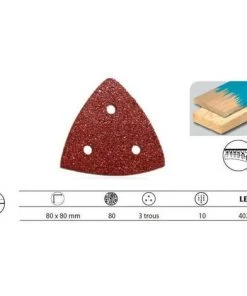 Leman - Lot De 10 Patins Triangulaires Velcro 80x80 Mm GR 80 Corindon - 402110.02