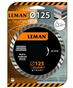 LEMAN Disque Diamant Universel D. 115 X 2,4 X 22.23 Mm - HT. 7 Mm - Multi-matériaux