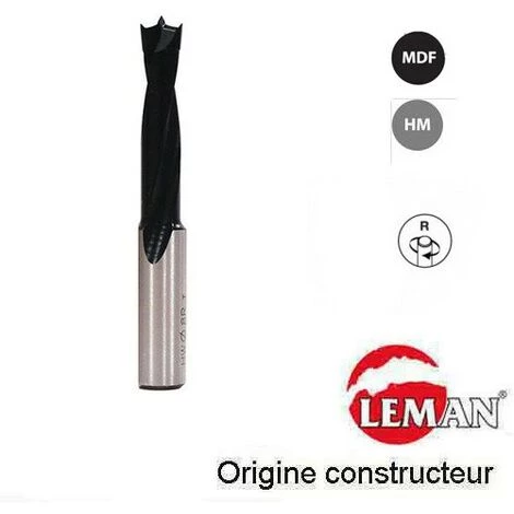 Mèche à Tourillon Carbure D. 5 Mm L. 57 Mm Rot. Droite - 265.705.00 - Leman 3 Mèche à Tourillon Carbure D. 5 Mm L. 57 Mm Rot. Droite - 265.705.00 - Leman