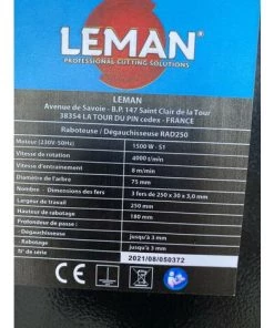 Dégauchisseuse Raboteuse RAD250 Leman 7 Dégauchisseuse Raboteuse RAD250 Leman -LEMAN Soldes Boutique 62137092 3