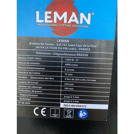 Dégauchisseuse Raboteuse RAD250 Leman 5 Dégauchisseuse Raboteuse RAD250 Leman – Image 3