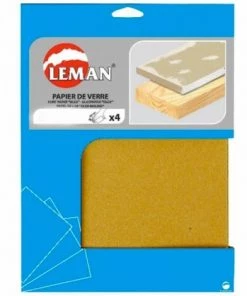 LEMAN Lot De 4 Feuilles De Papier De Verre 40 Grammes 230 X 280 Mm