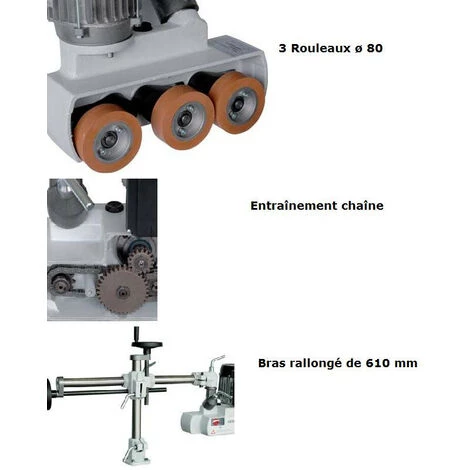 Leman - Entraineur Monophase 3 Rouleaux D.80mm Bras De 610mm 4 Leman - Entraineur Monophase 3 Rouleaux D.80mm Bras De 610mm – Image 2