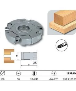 Leman - Porte-outils Feuillure Extensible Diam. 160 Al.50 Ht. 20,4/40 Z4+V4 Coupe Droite - 951.9.160.51.24