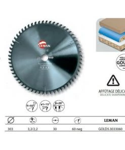 Leman - Lame Hm Micro-Grain Mise à Format 303x30x60z Neg. Gouge / Panneaux