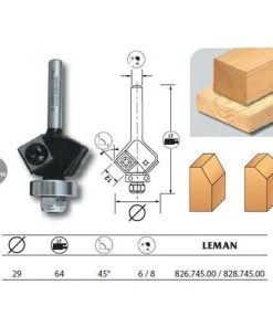 Leman - Mèche D'affleureuse 2 Plaquettes Diam. 29 Pente 45° Q.6 + Guide - 826.745.00
