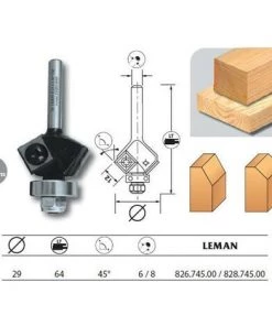 Leman - Mèche D'affleureuse 2 Plaquettes Diam. 29 Pente 45° Q.8 + Guide - 828.745.00